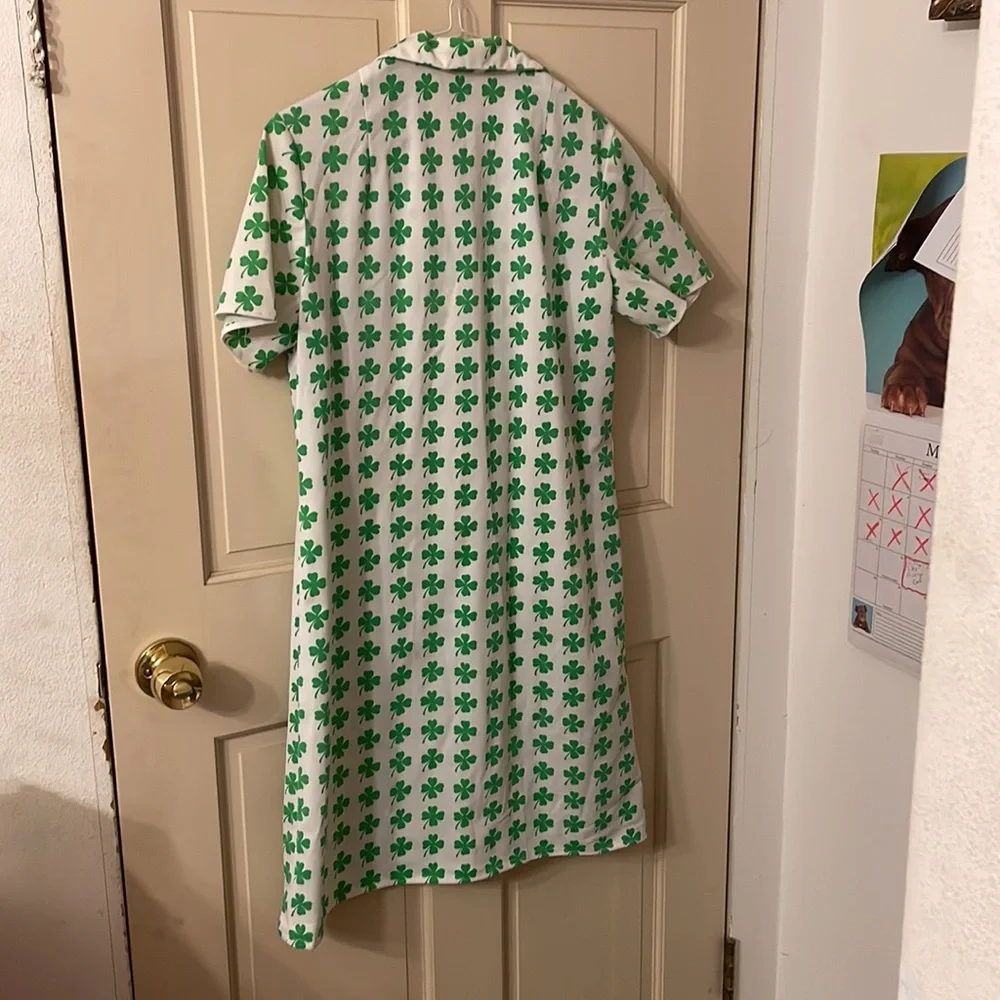 Vintage 1970s White Shamrock Irish Dress. Size: 12 USED! - Picture 5 of 9